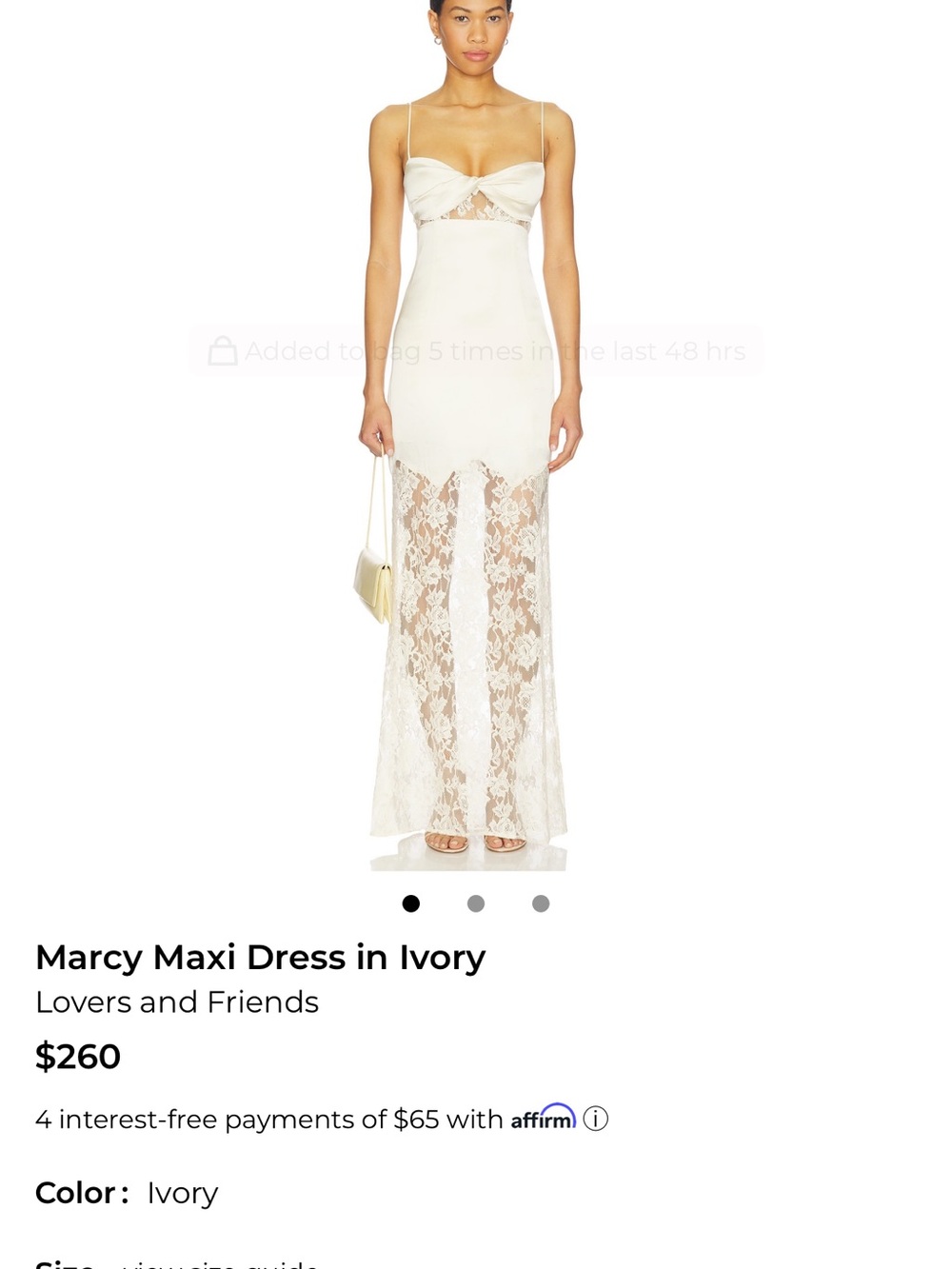 Lovers + Friends Ivory Lace-Panel Maxi Dress